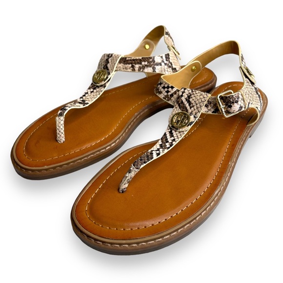 Tommy Hilfiger Shoes - Tommy Hilfiger Womens Bennia Faux Leather Flat Thong Sandals Shoes Size 9.5 M